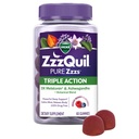 ZzzQuil PURE Zzzs Triple Action, Melatonin, Melatonin 6 מ"ג, 3X Melatonin, Sleep Aid with Ashwagandha, Calm Mood, Antioxidant Action, Sleep Aids for Adults, 60 חניכיים שינה