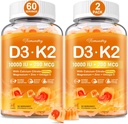 ויטמין D3 K2 5000IU / 10000 IU חניכיים למבוגרים - K2 D3 ויטמין תוסף עם 600mg Calcium, K2 (MK-7) 200mcg, מגנזיום, Zinc, אומגה 3 - תומך Calcium Absorption ו Immune Health Health