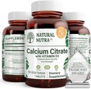 טבעי Nutra Calcium Citrate עם ויטמין D3, תוסף עבור כוח העצם, מקדם תנועות שרירים ובריאות , Boost Heart Health, חיזוק העצמות, אידיאלי עבור מבוגרים פעילים, 120 טבליות