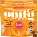 OMFG Mushroom Gummies for Brain Health Support - תוספת לתמיכה בתפקוד קוגניטיבי, בהירות נפשית, פוקוס ואנרגיה W / Lions Mane, Cordyceps, B12, DMAE, טבעוני - Raspberry / Peach Flavor (60 Count)