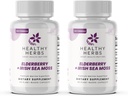 Herbs WildBuildberry Sea Moss כמוסות | 2600 מ"ג אירי הים Mosss + Elderberry Essentials בלגן | US-Made, טבעוני, Non-GMO, Easy-Swallow (2-Pack)