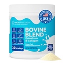 אבקת Bovine Colostrum & Collagen for Gut Health, Immune Support, Hair growth & Beauty Supplement, Sugar Free - IgG, Probiotics, ויטמין B12, C, D3 - Unflavored, 30 משרתים