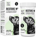 Ruff & Purr Probiotics for Dogs - 3in-1 פרוביוטיקה, Prebiotics ו Enzymes for Gut Health, Immune Support, עור בריא וכובע - למד קלינית DE111 & PreforProforProforProPerforPro