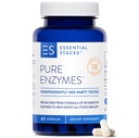 Essential Stacks Pure Digestive Enzymes (Gluten, Milk & Soy Free) - 18 Enzymes for Digest incl. Amylase, Lipase & Lactase - Vegetarian & Non-GMO (60 קפסולות)