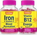 ובכן, ברזל +Vitamin C + ויטמין B12 1000mcg, חניכיים בונדלה - גדול Tasting, ויטמין תוסף, Gluten Free, GMO חינם, Chewable Gummy