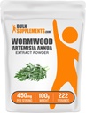 BulkSupplements.com Wormwood לחלץ אבקה - ארטמיסה אןואה מקורם מ- Sweet Wormwood Leaves, Herbal Supplement - Gluten Free, 450 מ"ג לשרת, 100g (3.5 oz) (Pack of 1)
