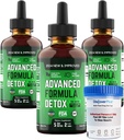 Salutem VitaTM נוזל מתקדם Formula Detox - Detox Kit with Test Cup: תוספי תזונה נוזלית לניקוי גוף מוחלט - תוספת של Toxin Removal - 3 Pack - 2 Fl Oz (20 משרתות)