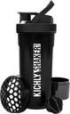 KICHLY Shakerבק 1 Pack - 24 Ounce פלסטיק חלבון Shaker בקבוק עבור Pre & Post אימון עם Twist & Lock חלבונים אחסון (Black)