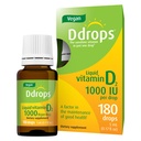 Ddrops טבעוני 1000 IU 180 טיפות - ויטמין D נוזלי - תומך במערכת בריאות העצם Immune. אין קפסולות גדולות, אין חומרים משמרים, non-GMO, Allergy-Friendly
