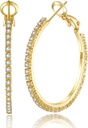 PABBEU 2mm 925 סטרלינג Silver אוזנייםrings Big סטרלינג סילבר Hoop אוזניות לנשים גדולות Rhinestone Hoop אוזנייםrings Thin Hypoallergenic Cubic Zirconia אוזנייםrings עבור נשים 30/40/50/60/70mm