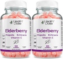 בריאות Dose Elderberry Sambucus Gummy ויטמינים ילדים 100 מסטיקנים.עם פרפוליס לחלץ, Echinacea, ויטמין C, Yummy Raspberry Flavor, טבעוני, Gluten-Free, Defense, Immune Support Booster. חבילה של 2