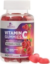 סוכר חינם ויטמין C Gummies - Immune Support & Antioxidant ויטמיןC Dietary תוסף - טבעוני, non-GMO, חלב וגלוטן חינם C Gummy - Raspberry Flavor לילדים ומבוגרים - 60 חניכיים