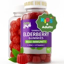 Sambucus Elderberry Gummies + ויטמין C + Zinc for Kids & Adults, X3 Immune Support, Natural Flavors + Ingredients, טבעוני, non-GMO, Made in USA108