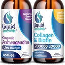 Liquid Collagen, 2 Fl. Oz Ultra-Strength Liquid Collagen for Women, Vitamin B7 Collagen Peptides, Biotin and Collagen Supplements │ Ashwagandha Drops - 2000mg - 6X Stronger Than Pills and Capsules, As