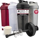 GoMOYO [4-Pack] 28-Ounce Shakerבק | Bluk Protein Shaker Bottle with Action-Rod Wire Mixer