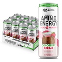 Optimum Nutrition Amino Energy Sparkling hydrotion לשתות, Electrolytes, Caffeine, Amino Acids, BCAAs, סוכר חינם, Cocoberry Breeze, 12 Fl Oz, 12 Pack (Packaging May Vary)
