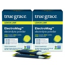 True Grace ElectroMag - 16 Stick Packs (Pack of 2) - לימון Lime - אבקה אלקטרוליטית עבור הידרציה מהירה - Sodium, Potassium, Magnesium & Cordyceps - Zero Sugar & Carbs - Non-GMO - 32 סך כל המשרתים