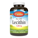 קרלסון - Lecithin, Non-GMO, 1200 מ"ג, מערכת העצבים ותפקוד Liver, Unbleached Soy Lecithin, 100 Softgels