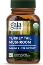 גאיה Herbs טורקיה Tail Mushroom - Immune Support תוסף כדי לעזור לשמור על בריאות Liver - עם אורגני טורקיה Tail Mushroom פריץ הגוף - 40 קפסולות טבעוניות