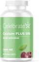 חוגגים ויטמינים Calcium Plus - 500 מ"ג Calcium Citrate, 333 IU ויטמין D3 & 34 מ"ג מגנזיום עבור ניתוח פוסט באטרי - Gluten-Free & Sugar-Free - Cherry, 90 טבליות צ'כוסות