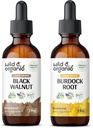 Wild & Organic Black Walnut Tincture 2 fl oz & Burdock Root Tincture 2