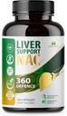 Liver Support NAC 360 Defense קפסולות - Liver Detox with NAC, Milk Thistle, Dandelion Root, Turmeric, Choline, Zinc, וצ'נקה Piedra - מקדם בריאות חיה והגנה תאים - 120 קפסולות
