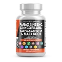 ניקוי Nutraceuticals Panax גינזנג ג'ינקגו בילובה אשווגנדה שורש - להתמקד גלולות תוספת לנשים וגברים עם פין ברק לחלץ, Garlic, ו Saw Palmetto - 60s Caps Caps Caps
