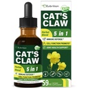 Cat's Claw Herb (Uña de Gato) Immune Support Drops, 5-in-1 Herbal תוספת עם Echinacea & Elderberry Extract, אלכוהול חינם Tincture עבור Immunity Boost, Joint & Bone בריאות. 2 oz