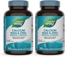 Nature's Way Calcium Magnesium & Zinc מינרלים Complex, תומך בתפקוד בריאות העצם והשרירים*, Immune Support*, 250 קפסולות (Packaging May Vary) - 2 Pack