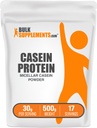 אבקת חלבון של BulkSupplements.com Casein - אבקת Micellar Casein, Slow Digesting חלבונים - Unflavored & Gluten Free, 30g ל- 500g (1.1 lbs) (Pack of 1)