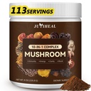 אבקת 10in-1 Mushroom, Mushroom Complex - Lions Mane, Reishi, Shiitake, Chaga, טורקיה Tail, Cordyceps, Maitake & More, אבקת Mushroom עבור אנרגיה, זיכרון, Focus & Immune תמיכה 8oz