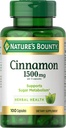 הקפסולות של Nature's Bounty Cinnamon, Herbal Supplement, Supports Sugar Metabolism, 1500 מ"ג, 100 כמוסות