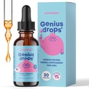JoySpring Genius Drops for Kids; Clinically Proven Focus תוסף להורדה נוזלי צמחי מרפא עם ג'ינקגו בילובה לילדים (1 fl oz) 30 משרתים