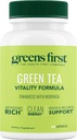 Greens First Green Tea Vitality פורמולה - משופרת עם Moringa - Antioxidant-Rich עבור אנרגיה נקייה - טבעונית וגלוטן חינם - תערובת Powerful עבור אנרגיה כללית בריאות (60 קפסולות)