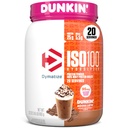Dimatize x Dunkin' Mocha Latte ISO100 אבקת חלבון Whey, 95 מ"ג Caffeine, 25g של חלבון, 5.5g BCAAs, 120 Cal, Gluten Free, 1g שומן, 1g סוכר, 3g Carb לשרת (20)
