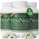 MemNivia Brain Supplements for Memory & Focus | Double-Sage Stem Cell Formula with Cognivia®, Bacopa, Holy בזיל וג'ינג 'ינג'ר | תמיכה משמעותית ב-180 קפסולות (3 בקבוקים)