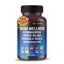 המוח בריאות גינקו בילובה Rhodiola Cordyceps Chamomile Ashwagandha Gotu Kola Bacopa Rosemary Holy בזיל שחור פפר -150 קפסולות מיוצר בארה"ב