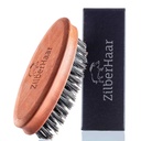 Zilber Haar Pocket Mustache ו Beard Brush - Stiff Boar Bristles Small Brush - Perfect Beard Grooming Tool - Relieves beard Itch - קצר ובינוני - Made in Europe