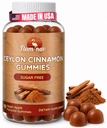 סוכר חינם Ceylon Cinnamon Gummies תקנה סוכר, תוסף neuroprotective עם Chromium ו Cinnamon Bark- Alternative to Cinnamon קפסולות - 90 צ'ws