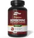 מזון תזונתיFlair Berberine עם Ceylon Cinnamon 1450 מ"ג תוסף - 120 קפסולות | High Potency Formula with Berberine HCl & אורגני Ceylon Cinnamon | Non-GMO, טבעוני, Gluten-Free