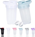 Shaker Bottle Protein Shakes Cup ו- 10Ounce /300ML Shaker-Bottle with Whisk Balls, Milkkers Bottles Set, Non-BPA פלסטיק (White+2PCS)