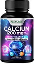 Calcium 1200 מ"ג עם ויטמין D3 עבור Best Absorption - תוסף תמיכה העצם מתקדם, 1200 מ"ג Calcium Carbonate & 1600 IU ויטמין D3, שחרור איטי עבור תמיכה החיסון, קל ל Swallow, 240 טבליות