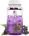 סוכר חינם Calcium Magnesium Zinc Gummies עם Elderberry ו Sea Mos, Calcium Magnesium 2:1, Magnesium Glycinate, Potassium ו ויטמין D3 עבור עצמות, שרירים, Calm Mood & Sleep תמיכה, 60 מסטיקים