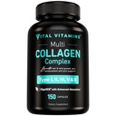 ויטאל ויטמינים Multi Collagen for Women & Men - Type I, II, III, V, X - Grass פד, non-GMO - 150 קפסולות