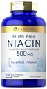 Carlyle Niacin Flush חינם 500 מ"ג | 220 קפסולות | Non-GMO ו- Gluten Glu Essential