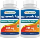 הטוב ביותר Naturals Hyaluronic Acid 200 מ"ג טבליות 120 (Non-GMO, Gluten Free) - מקדם עור בריא ויעיל תפקוד משותף (120 Count)