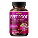 GriMed Beet Root with Grape Seed Extract, Maca Root, Red Spinach & Ashwagandha - 180 קפסולות ירקות