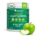 Zena Nutrition אורגני Super Greens אבקה, 70+ Superfoods, 0 סוכר, 3G סיבים, Spirulina, Chlorella, Mushrooms, Prebiotics / Probiotics, Digestive Enzymes for Gut Health, גרין אפל, 30 משרתים, Chlorella, Chlorella, Mushrooms, Prebiotics / Probiotics / Probiotics, Digestive Enzymes for Gut for Gut Health, Apple, 30 לשרתים