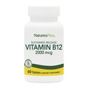 Natures Plus ויטמין B12 (Methylcobalamin), Sustained לשחרר - 2000 mcg, 60 טבליות Vegetarian - High Potency Red Blood Cell Support - Natural Energy Booster - Gluten-Free - 60 משרתים