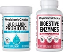 Physician's CHOICE - Optimal Gut Health Bundle: 60 מיליארד Probiotics + Digestive Enzyme 90ct for Digestive Comfort and Immune Support